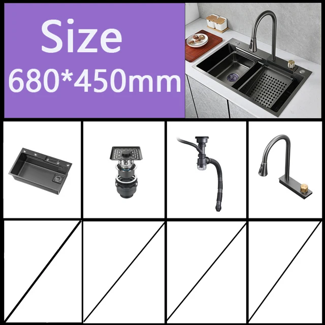 304 Stainless Steel Undermount Kitchen Sink - Single Basin With Nano Coating & Pull-Out Faucet (Multiple Sizes)