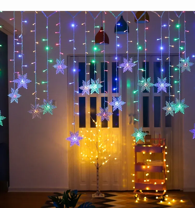 Description Picture 6 of itemSnowflake LED Curtain String Lights New Year's Indoor&Outdoor Home Decoration Wave Lighting Holiday Party Christmas Decorations