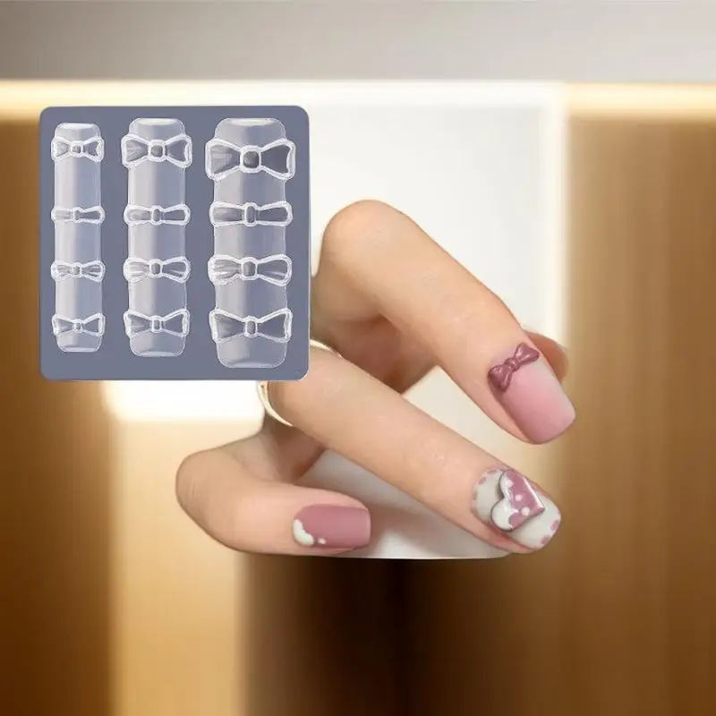 새로운 스윗 보우낫 3D 실리콘 네일 몰드 하트 네일 템플릿 DIY 네일 아트 데코레이션 스탬핑 플레이트 매니큐어 디자인 도구