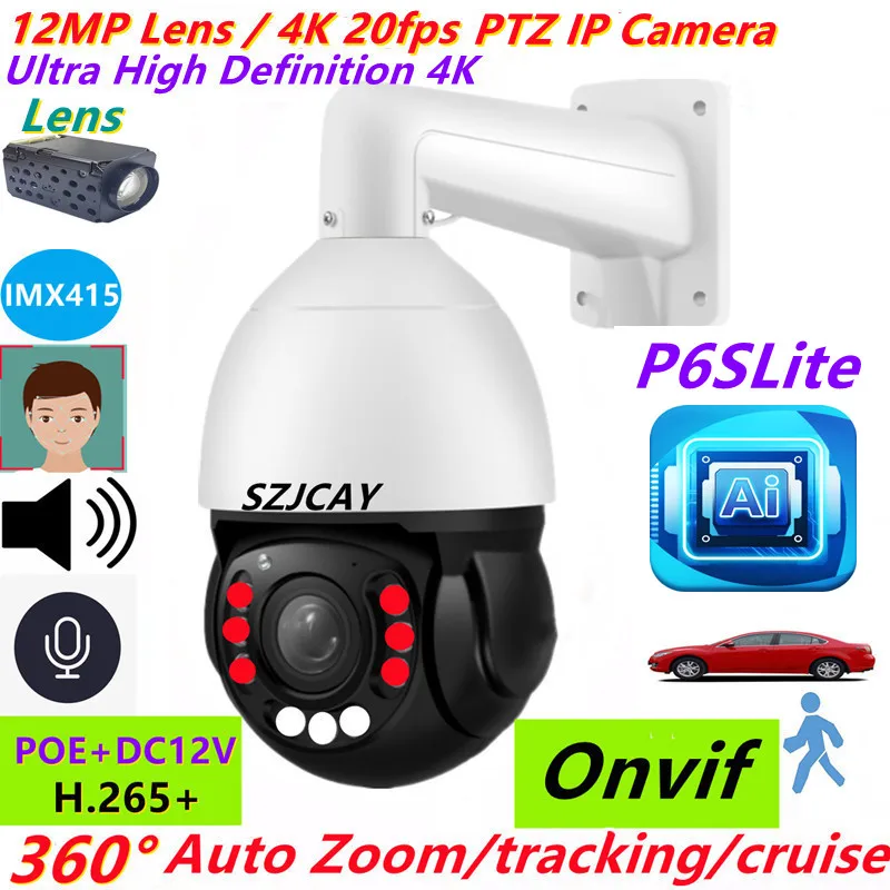 P6Slite 12Mp 4K 36X Zoom Poe Ptz Ip Camera Outdoor Color Human Automatic Tracking Dome Ad Alta Velocità Ptz 8Mp 30X Zoom Ip Camera