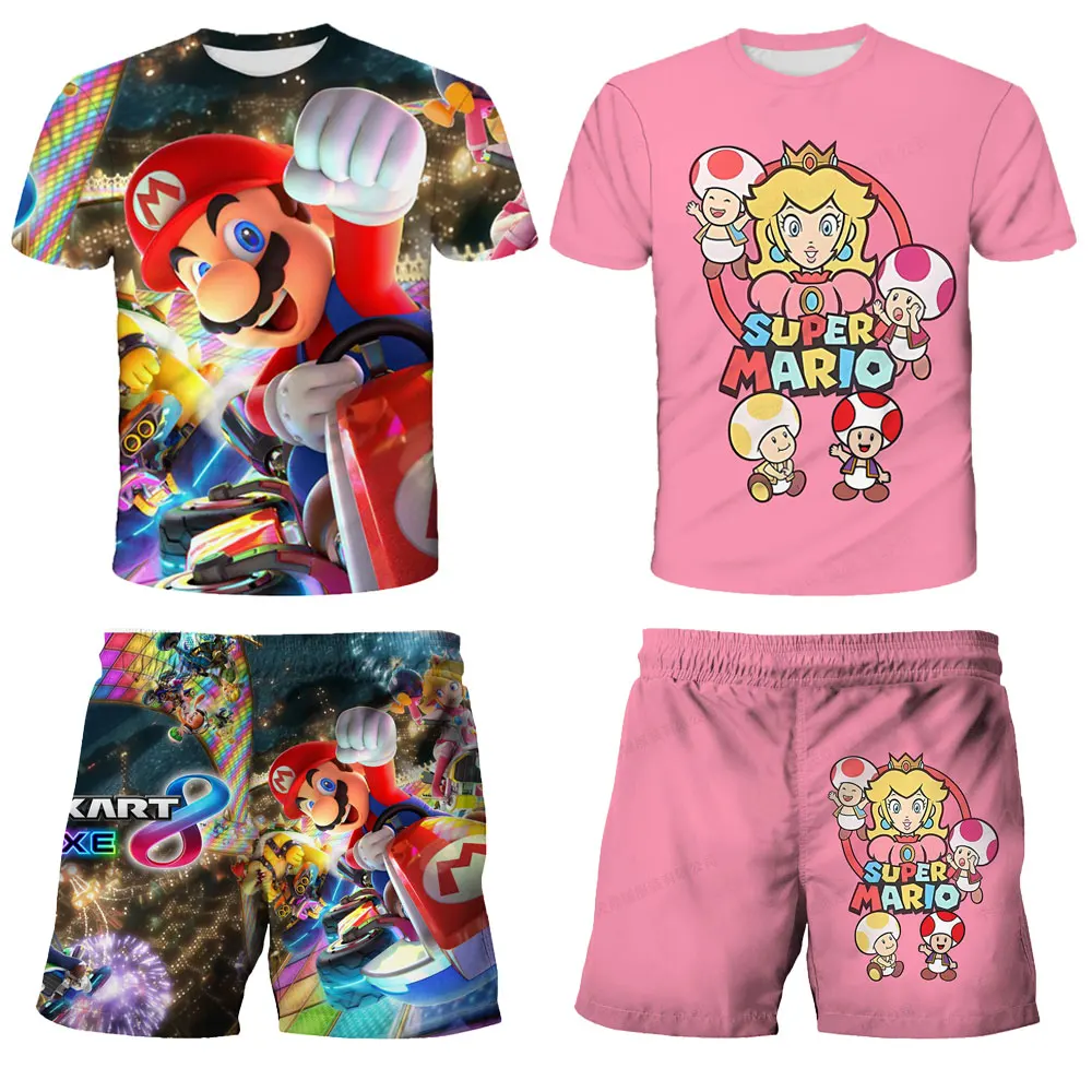 Conjunto de ropa de Super Mario bros para ninos y ninas camiseta de 2 piezas pantalones cortos traje de 8 anos AliExpress