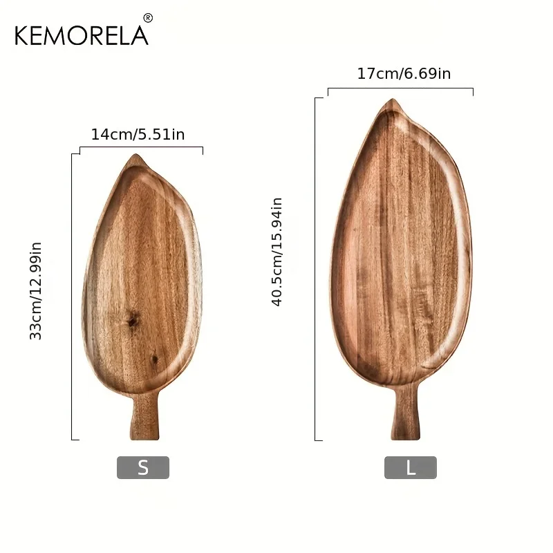 Wooden Leaf Shaped Tray Afternoon Tea Tray Western Sushi Dessert Fruit Meal Food Wooden Waterproof Kitchen Tray Storage Tray Wooden Serving Tray Bamboo Organizer Tray Drink Tray