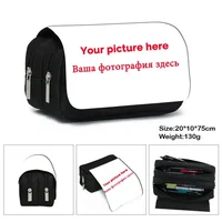 Customize Your Name Image Logo Cosmetic Case Pencil Bag Teenagers School Supplies Kids Clutch Pencil Box Boy Girl Stationery Bag 2