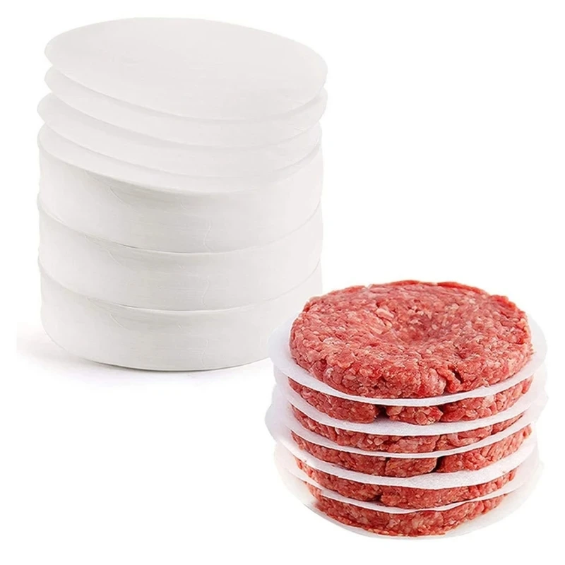Air Fryer Paper Disposable Air Fryer Liners Burger Patty Paper 100pcs Hamburger Patty Paper Non Stick OilPaper Round Wax Paper Sheet For Burger Press Baking Liner BBQ Oven Kitchen Accessories
