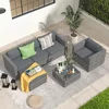 Outdoor Wicker Sectional Sofa Set 6-Piece All-Weather Conversation Furniture Set Grey Rattan Patio Sofas 1