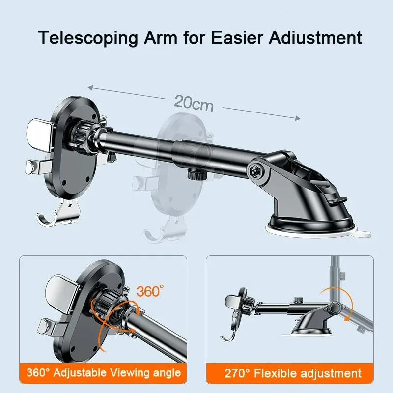 Car Phone Mount Universal Dashboard Car Phone Holder Multi-Functional 360 Rotating GPS Navigation Air Vent Mount Sucker Bracket