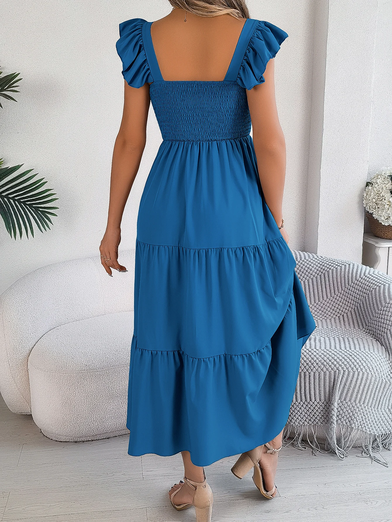 Women Solid Color Sleeveless Holiday Dress