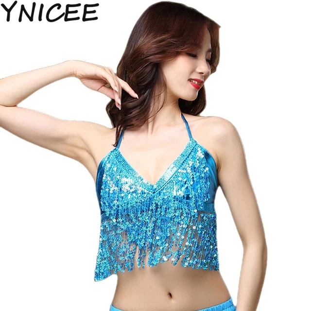 Belly Dance Costume Sparkly Women Sequin Beaded Bra Top Sexy Tassel Crop Top  For Festivals Raves Dance ClubWear Bra Outfit - AliExpress
