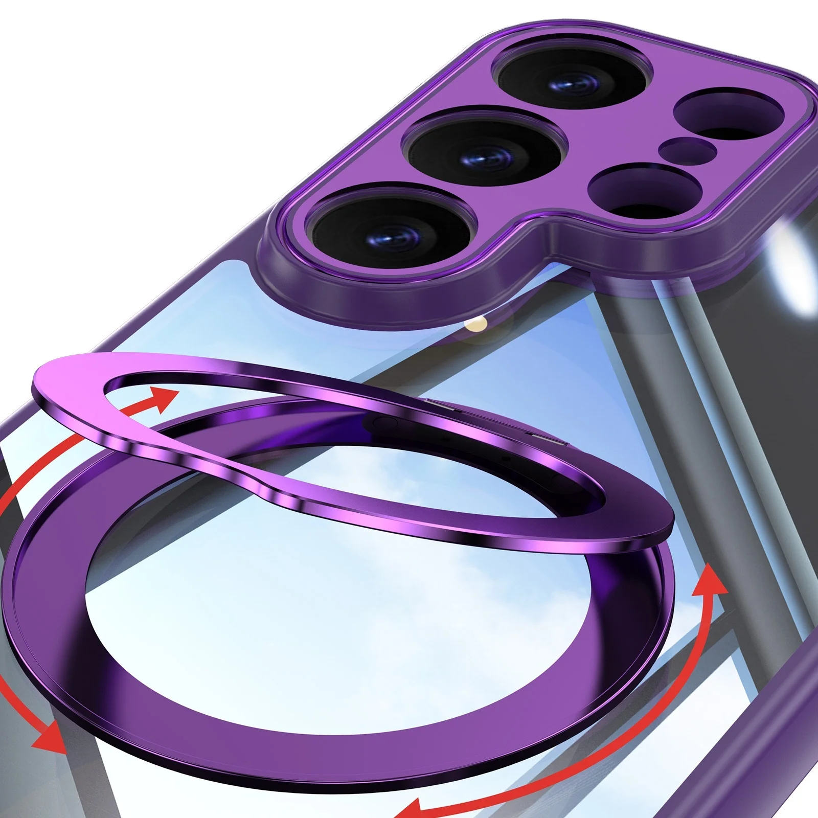360° Rotating Magnetic Bracket Shockproof Phone Case with Clear Mount
