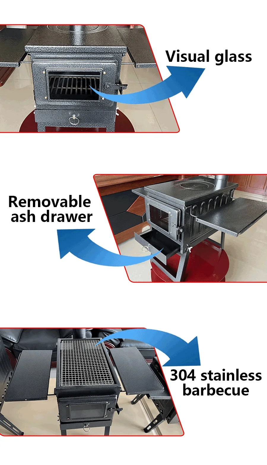 Camping Folding Wood Stove Charcoal Firewood Storage Sauna Stove Tent Heating Fi