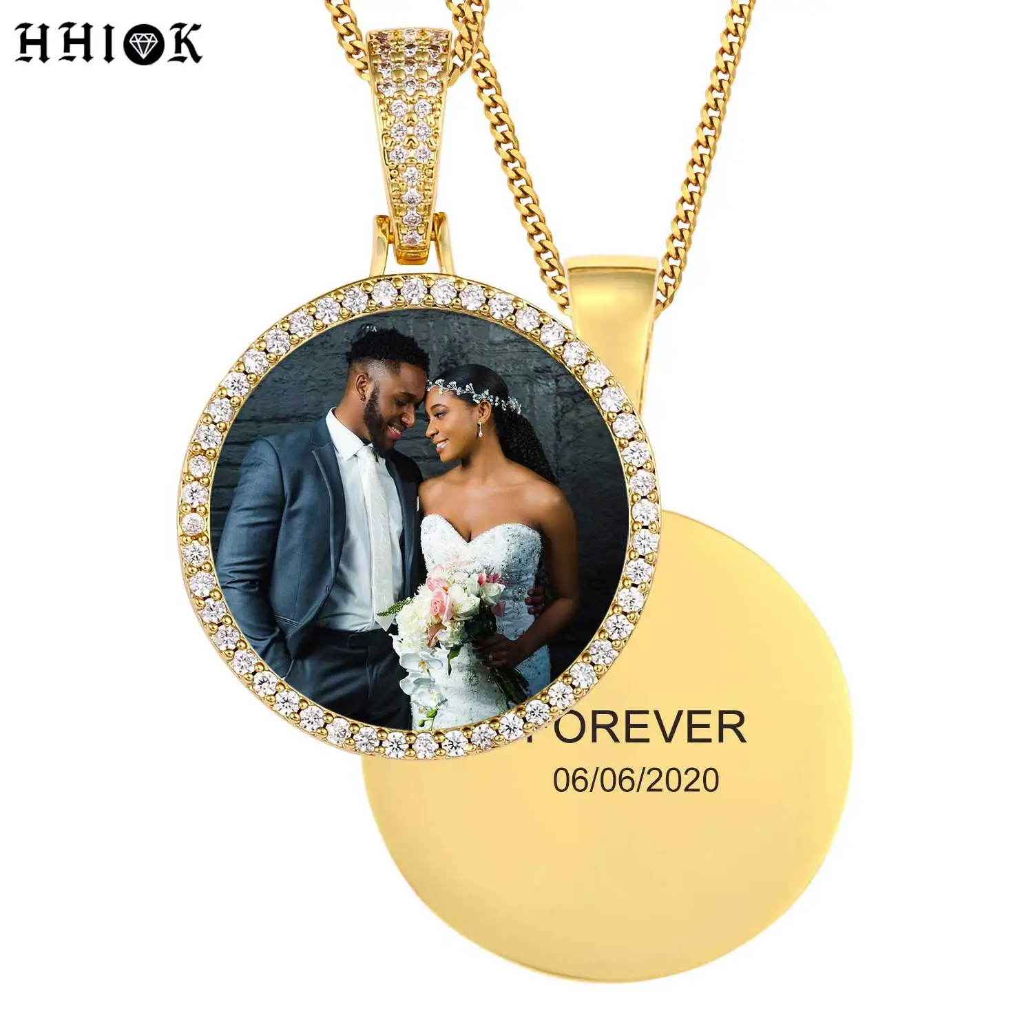 Personalized Customized Circle Medal Photo Pendant Hip Hop Rock Jewelry Memory Picture Necklace Pendant Free Customization Logo