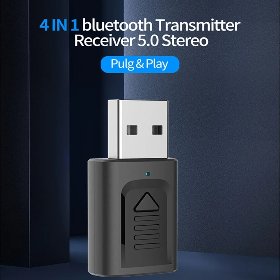 USB 블루투스 5.0 오디오 수신기 송신기 4 IN 1 미니 스테레오 블루투스 AUX RCA USB 3.5mm 잭 PC TV 차량용 무선 어댑터