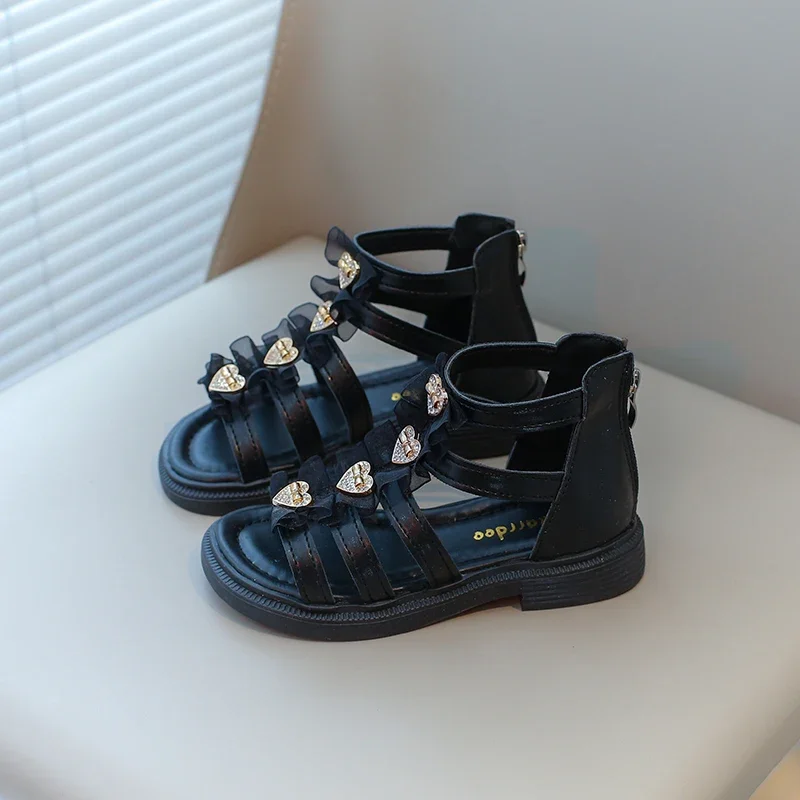Girls Summer Sandals Medium Big Kids Gladiator Heart Buckle