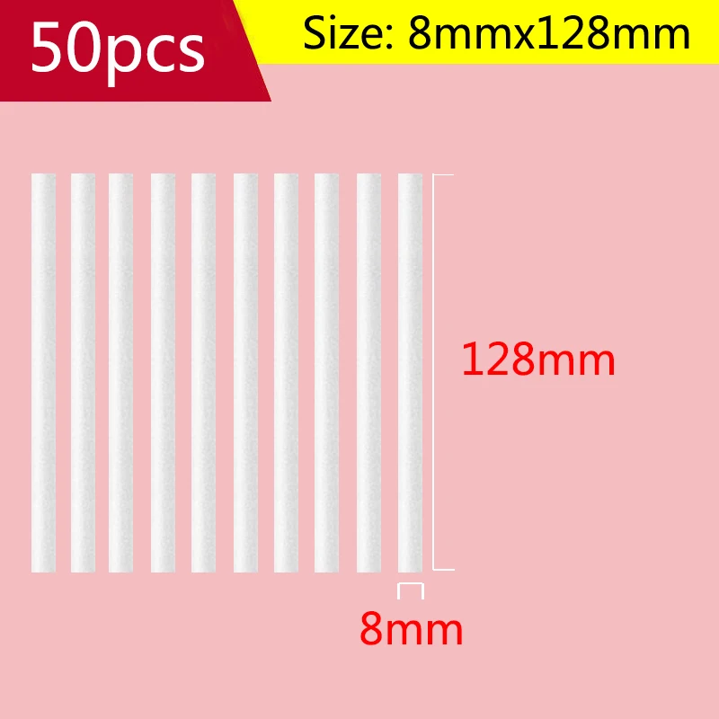 8mmx128mm 50pcs Air Humidifier Aroma Diffuser Replacement High Quality Water Absorbing Cotton Swab Filters Universal Cuttable