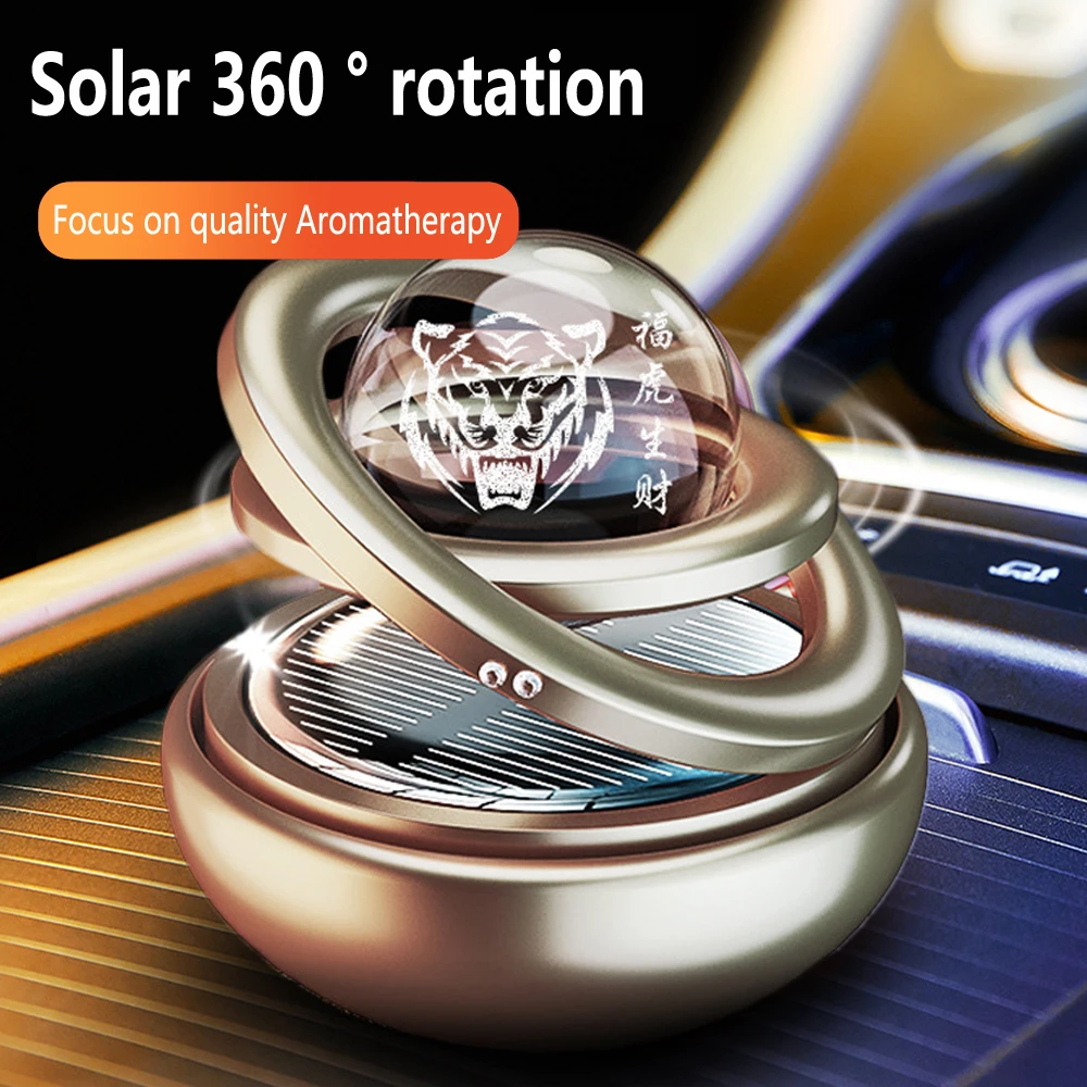 Solar Car Air Freshener Rotating Aroma Diffuser Fragrance