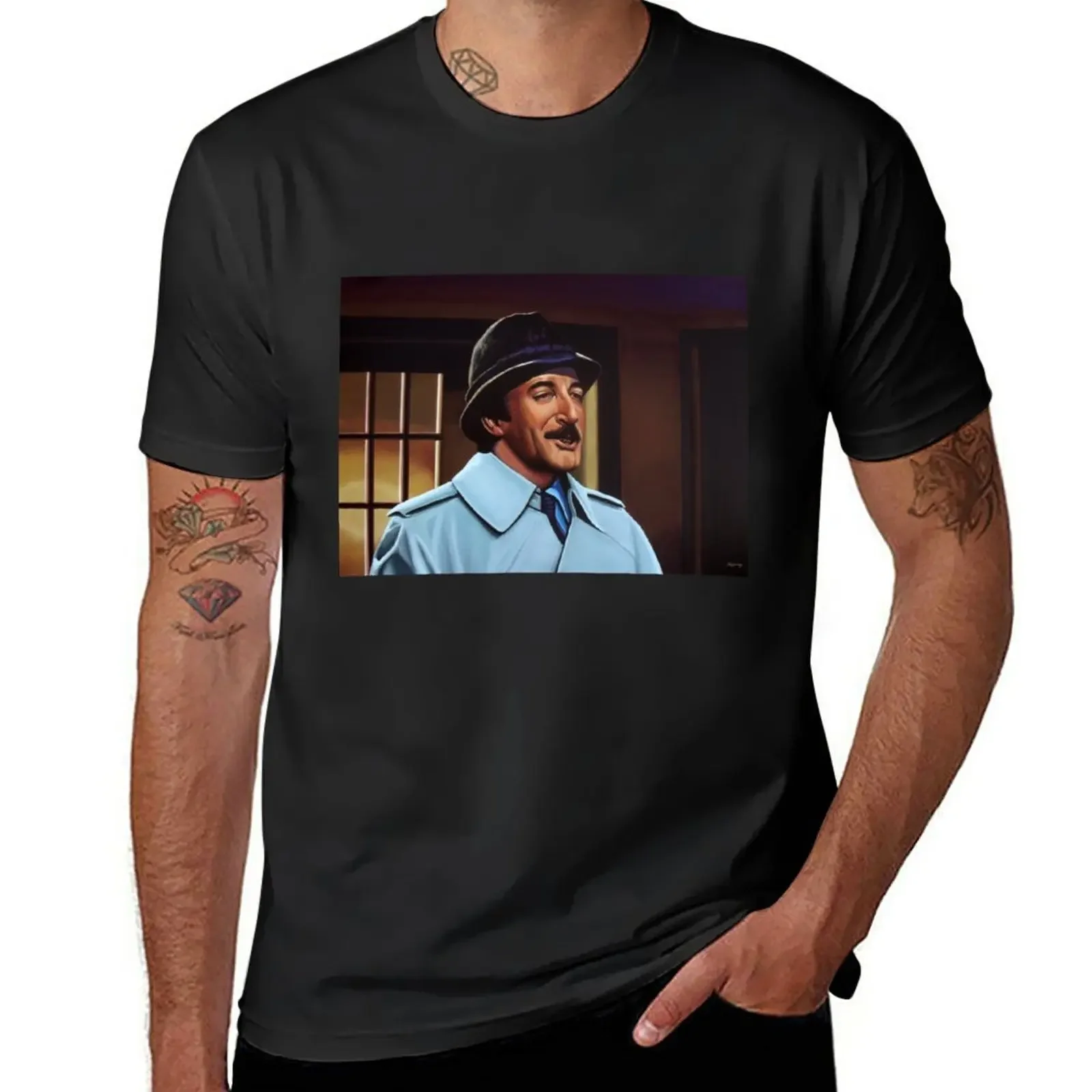 

Peter Sellers as inspector ClouseauPainting T-Shirt Blouse Short sleeve tee summer tops mens vintage t shirts