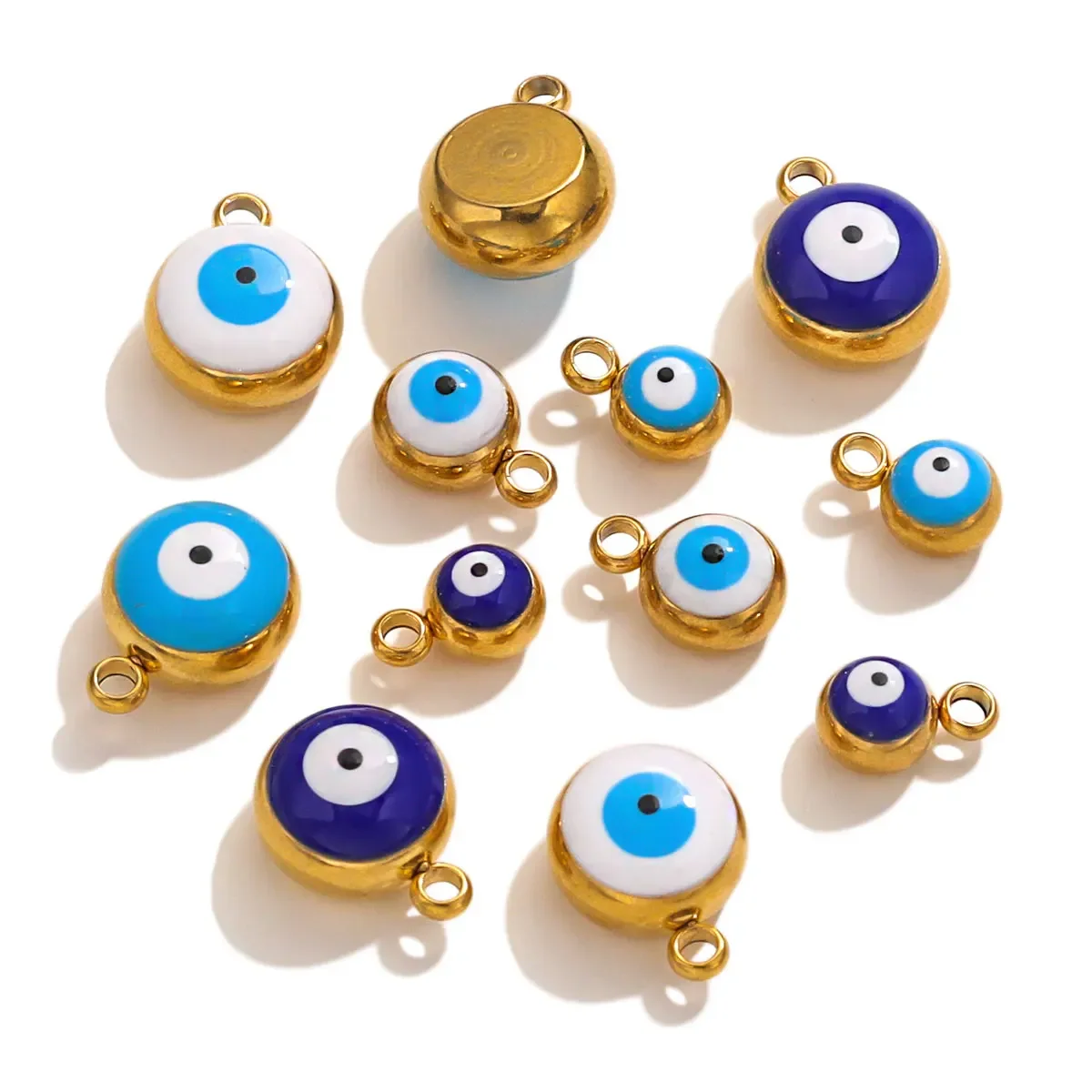 10pcs 18K Gold Plated Stainless Steel Enamel Evil's Eye 2