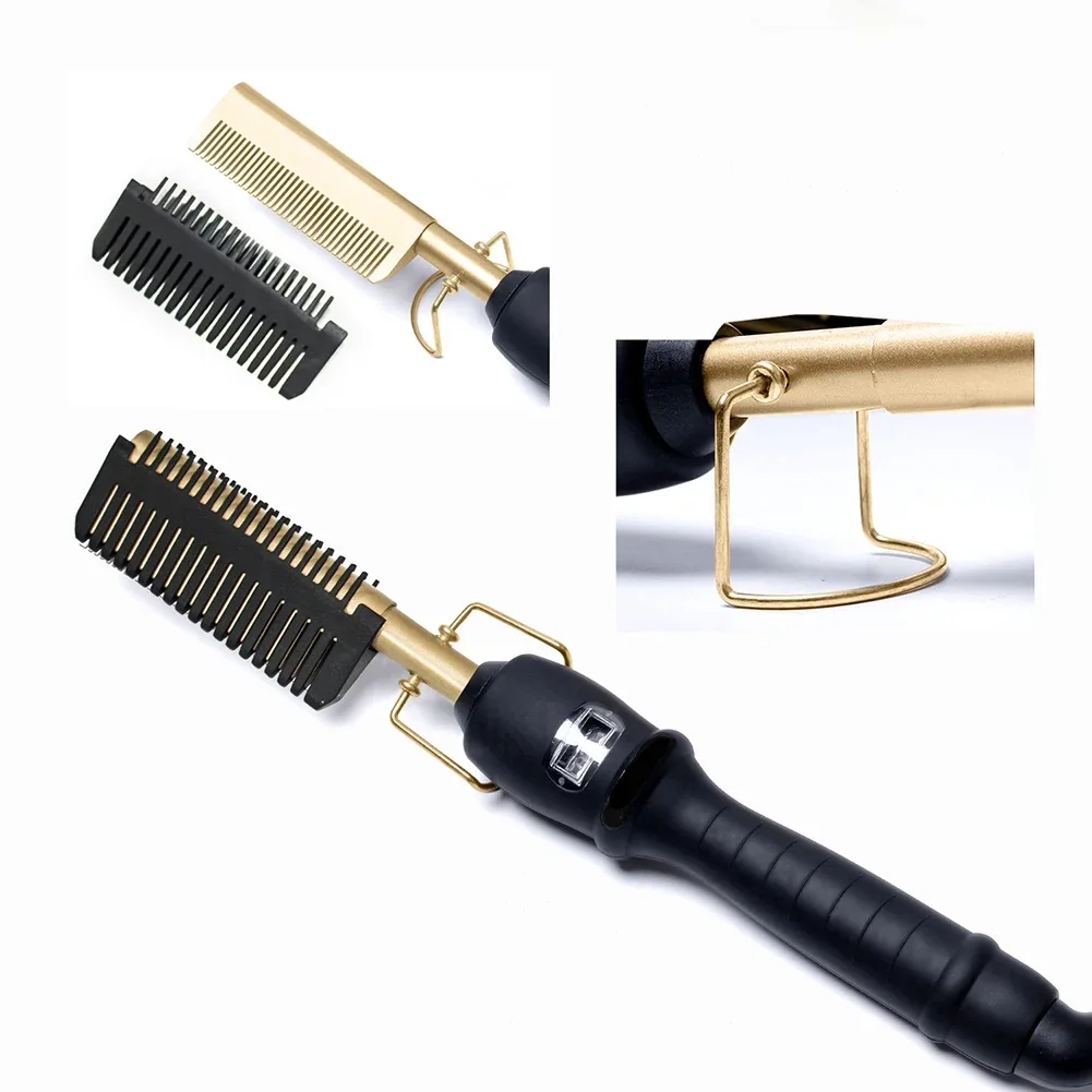 Hair Iron Straightener LCD Hot Comb Wet And Dry Use Heating Comb Electric Environmentally Friendly Titanium Alloy Curler Iron 4