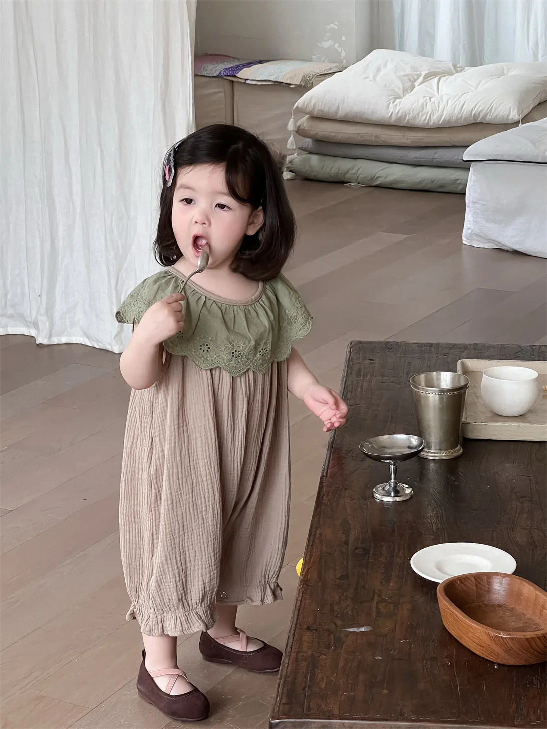 2025 Summer New Baby Girl Sleeveless Loose Romper Solid Newborn Toddler Girl Princess Cotton Lace Collar Jumpsuit Infant Clothes 5 2025 Summer New Baby Girl Sleeveless Loose Romper Solid Newborn Toddler Girl Princess Cotton Lace Collar Jumpsuit Infant Clothes - Image 5