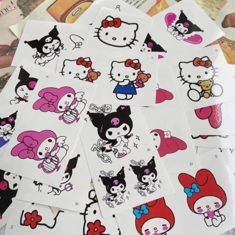 Sanrio Cartoon Characters Kuromi Hello Kitty Children Temporary Tattoos Cute Waterproof and Durable Color Tattoo Sticker Gifts 4
