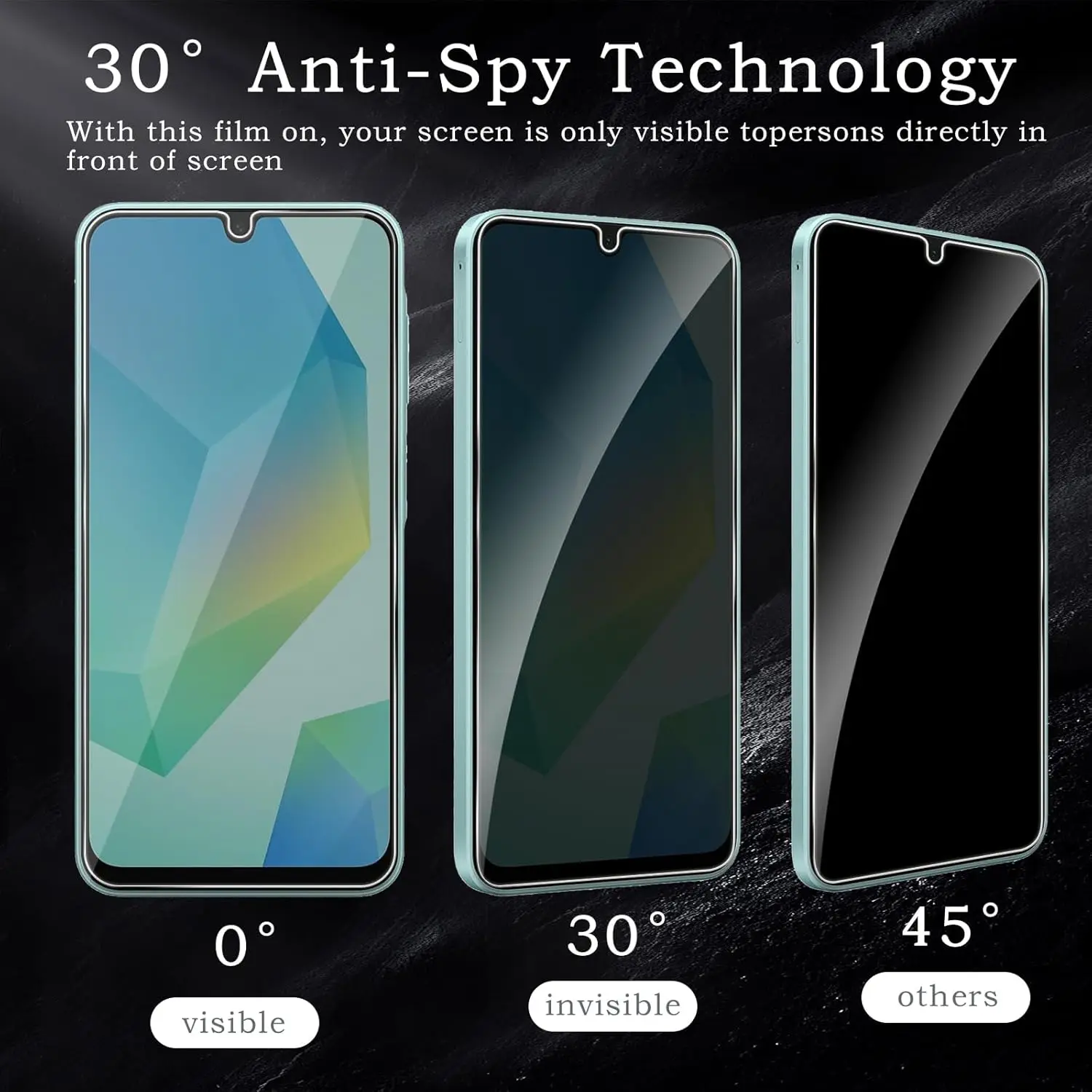 Pellicola proteggi schermo in vetro privacy da 3 pezzi per Samsung Galaxy A16 4G 5G - immagine 5