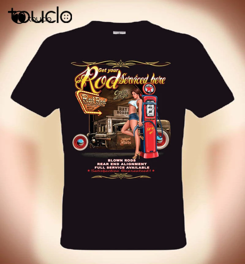 T-Shirt Da Uomo Di Alta Qualità Motor Freak Rockabilly T-Shirt Hot Rod Service & Hot Girls (3Xl Disponibile) T-Shirt Da Adolescente O-Collo In Cotone