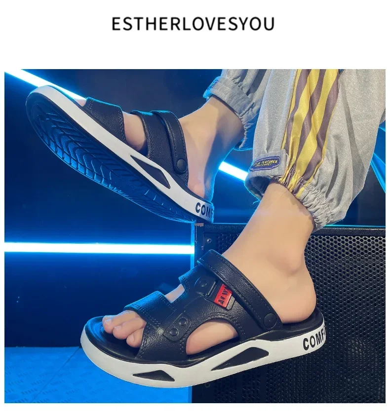 الرجال الصيف إيفا الصنادل شباشب على الموضة داخلي خفيفة الوزن لينة المضادة للانزلاق الشقق الرجال الصنادل في الهواء الطلق الشاطئ الصنادل المفتوحة تو