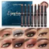 8PCS Neutral and Brown Metallic Eyeshadow Stick Pencil Crayon Set - Long-Lasting, Pro Waterproof, Satin Finish,16 Vibrant Colors 1