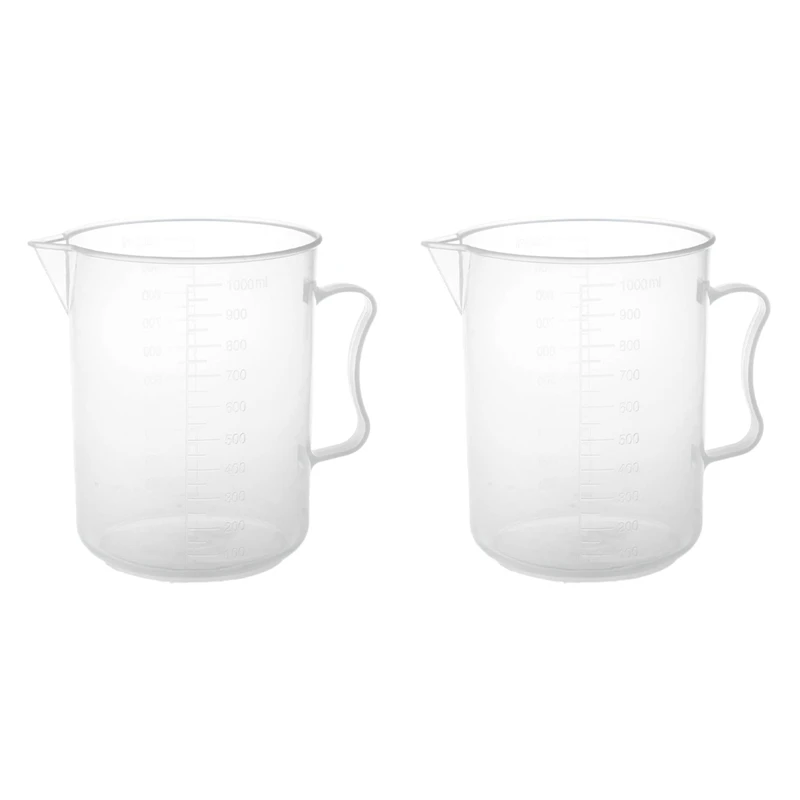 

2X 1000Ml Transparent Graduated Beaker With Handle