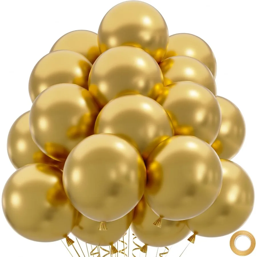 50pcs Premium Metallic Gold Latex Balloons for Events