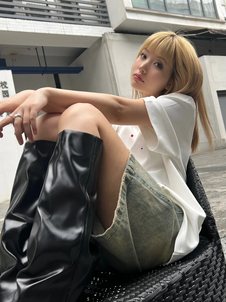 QWEEK Y2k 여성용 빈티지 헐렁한 조트, 와이드 레그 무릎 길이 청바지, 한국 스트리트웨어, 캐주얼 오버사이즈 워싱 데님 반바지, 여름