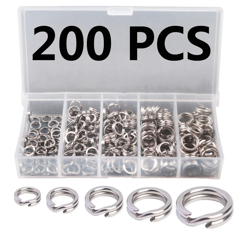 200 anneaux split acier inoxydable 5 tailles - Connecteurs haute résistance pour leurres et montages