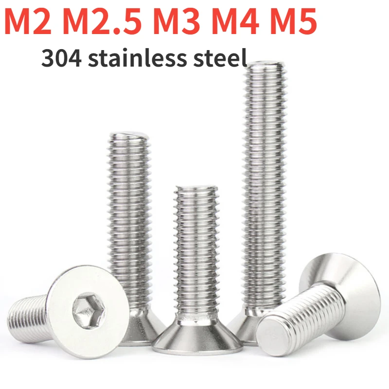 

M2 M2.5 M3 M4 M5 304 A2 Stainless Steel DIN7991 Hexagon Hex Socket Head Flat Countersunk Allen Bolt Screw