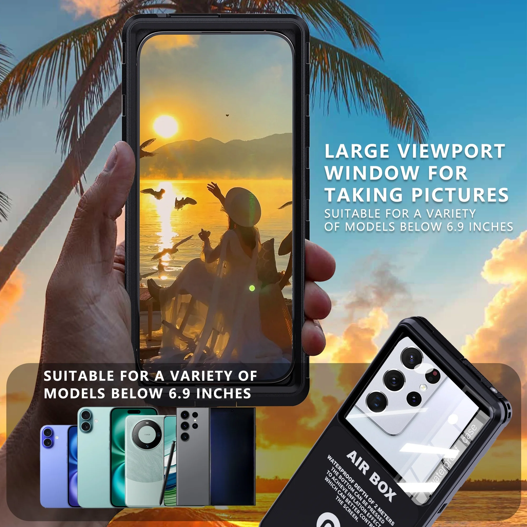 6.9-inch Waterproof Phone Case Shellbox Upgraded Universal Underwater Touch Screen Dustproof Drop proof IP68 Certified