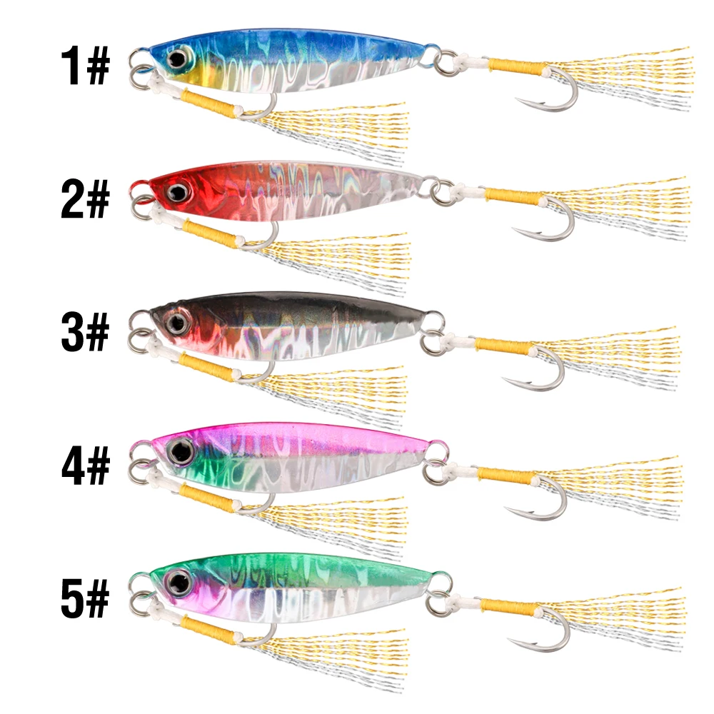 5 Stück Jigging-Köder, 7 g–30 g, schnell sinkende Metall-Jig, Salzwasser-Gussköder, scharf, mit scharfem Hilfshaken, künstlicher harter Köder – Detail 7