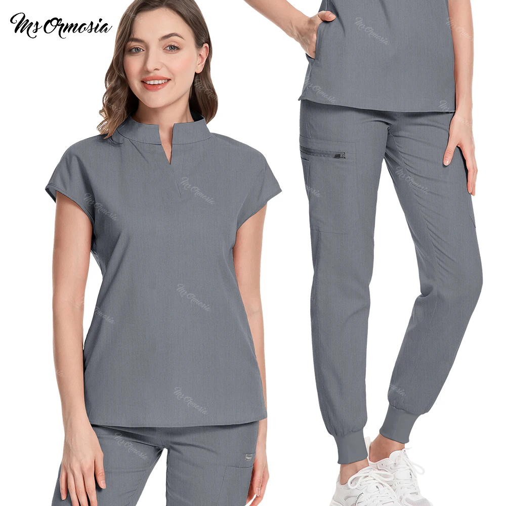 

High Surgical Uniforms Medical Nurse Uniform Women Beauty Salon Workwear Clinical Scrub Top+Pants Doctor Nursing Suit Scrub Set