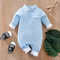 Spring And Autumn 0-18m Newborn Clothing Casual Polo Shirt Cotton Comfortable Soft Boys And Girls Long Sleeved Baby Bodysuit 1