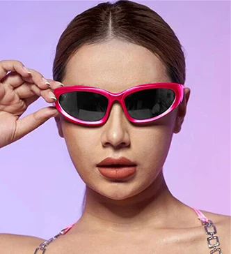 STORY Fashion Y2K Silver Frame Sport Sunglasses Women Men 90s Trendy Mirrored Hot Pink Cycling Mercury Lens Sun Glasses S20891G 2
