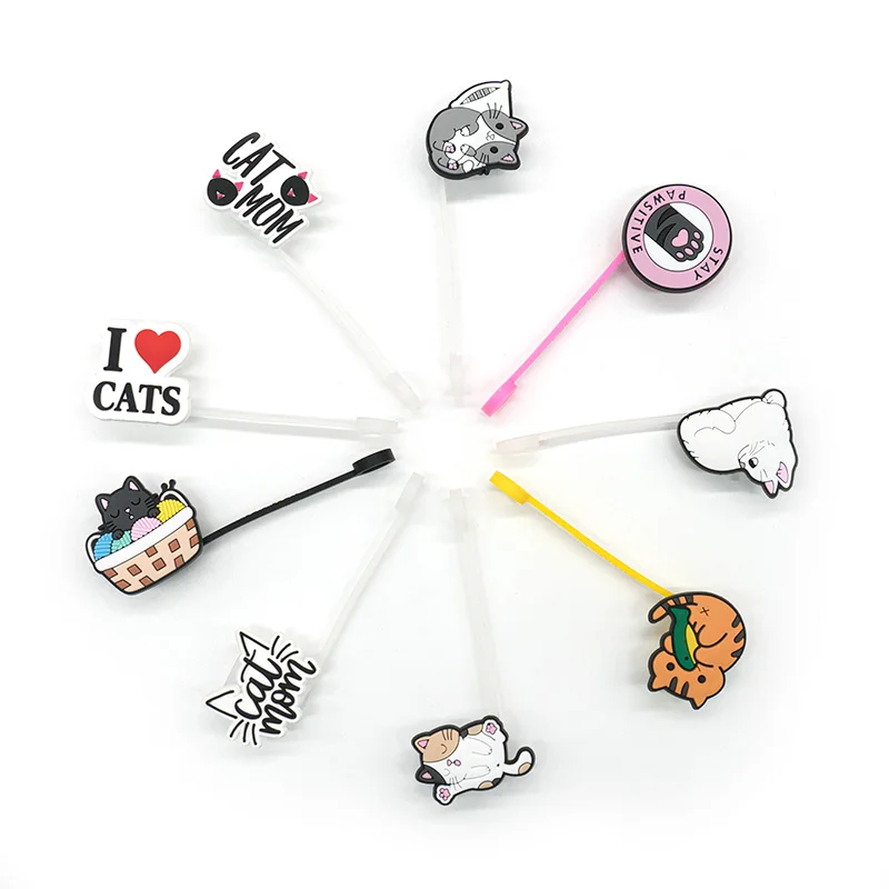 20PCS PVC Straw Topper Cute Cats Series New Arrival Plastic Straw Charms  Hat Accessories Straw Cover Wedding Party Souvenir Gift - AliExpress