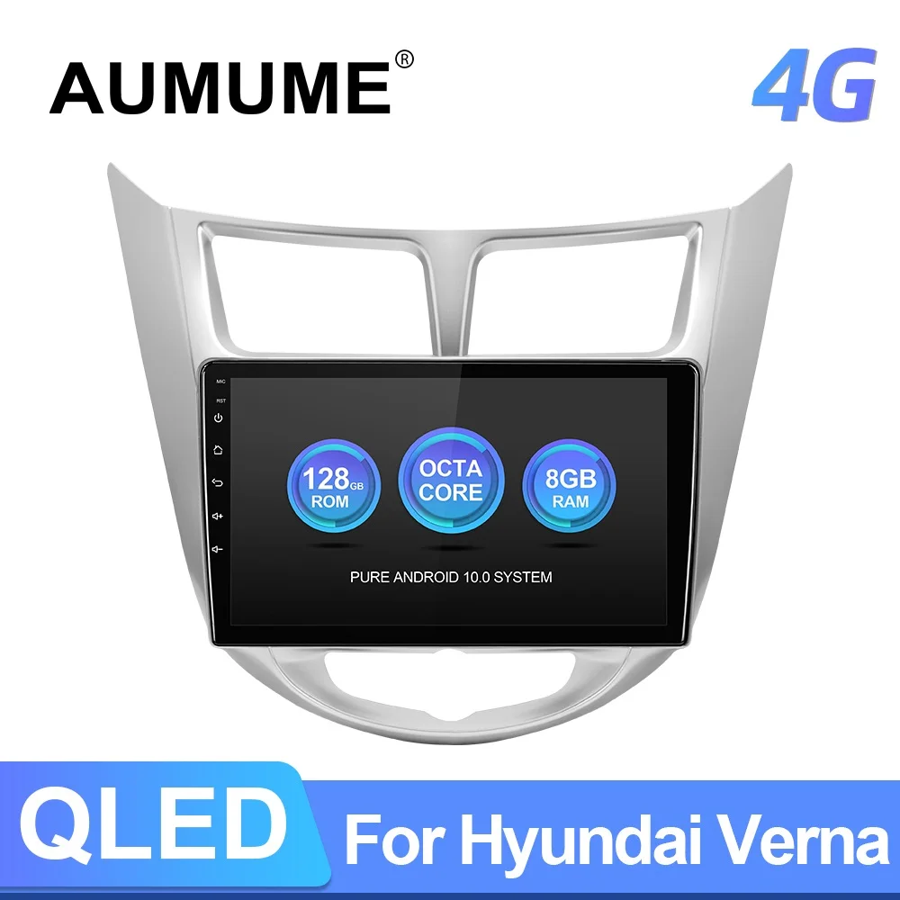 

QLED Android 10 Car Radio For Hyundai/Solaris/Verna Accent 2017- GPS Multimedia Video Player Stereo System Carplay 4G No 2din