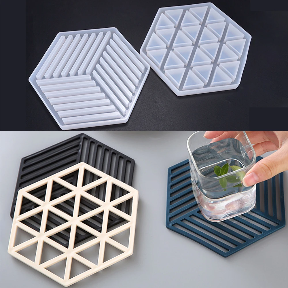 Hexagon Coaster Silicone Mold Epoxy Resin Cup Mat Mould DIY UV Resin