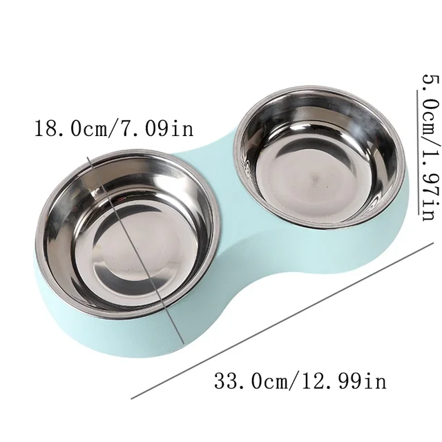 Double Pet Bowls Dog Food Water Feeder Stainless Steel Pet Drinking Dish Feeder Cat Puppy Feeding Supplies Small Dog Accessories 6