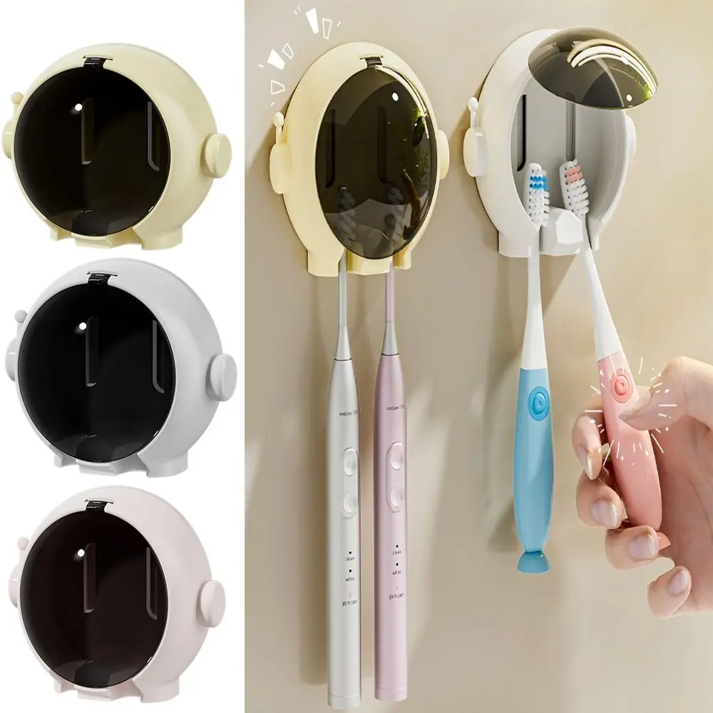 Wall Mounted Toothbrush Storage Rack Punch-free Non Perforated Wall Hanging Shelf Multi-functional Cartoon Bath Organizer 4