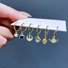 Trend Design CZ Stone Outer Space Wars Hoop Earrings Set Gold Color Zircon Women Girls Party Jewelry 4
