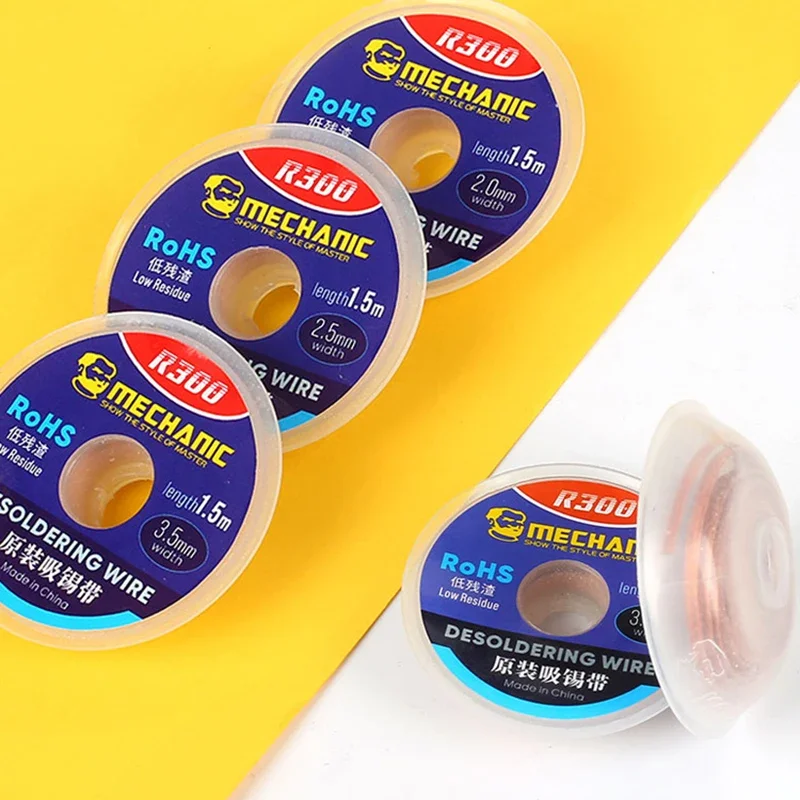 Desoldering Braid Mechanic R300 Desoldering Braid Welding Solder Remover Wick Wire 1.5M Suction Tin Welding wick Lead Cord Flux BGA Repair Tools