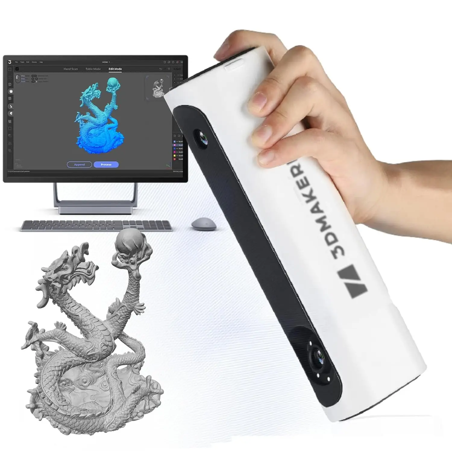 

Lynx 3D Scanner for 3D Printing with 0.1mm Accuracy, 10FPS Scanning Lightning-Fast Speed with Anti-Shake Lenses, Premium Kit