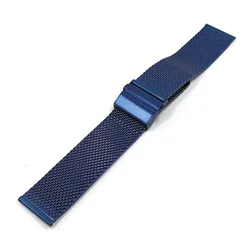 Elegant Milanese Loop Stainless Steel Quick Release Watch Band Bracelet - 22mm (Blue)