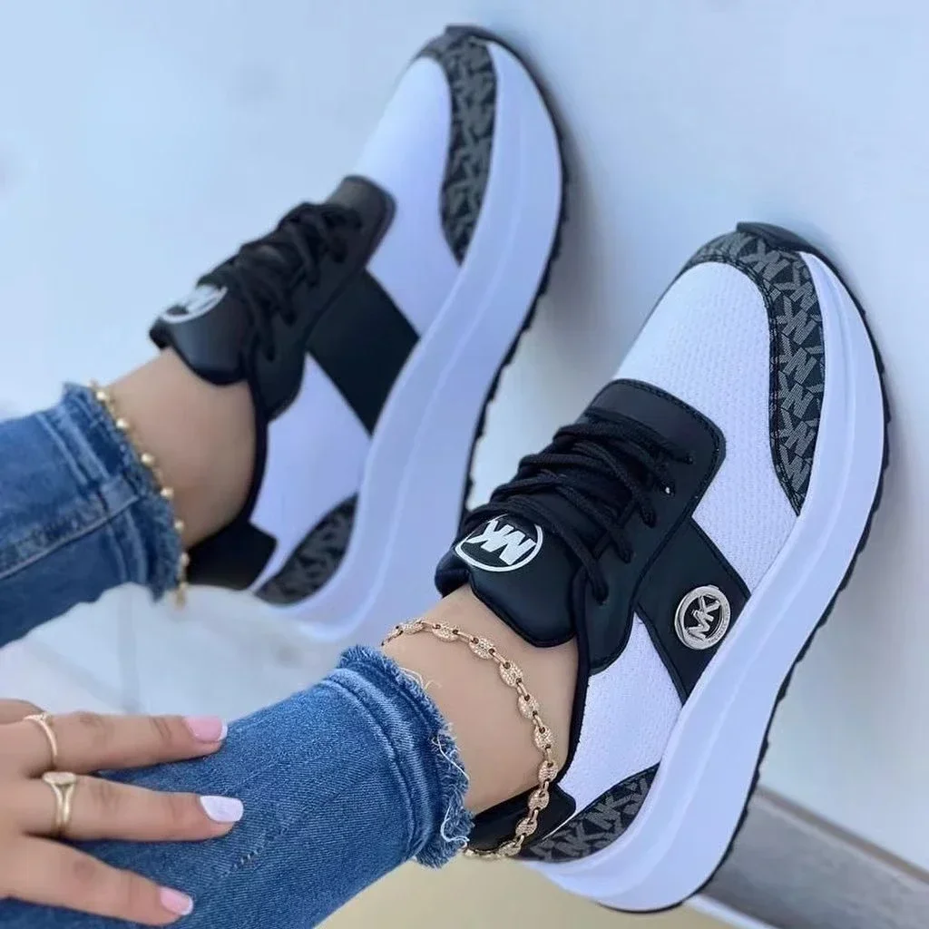 

Women Sneakers Platform Shoes PU Leather Round Head Casual Sports Shoes 2023 Autumn/Winter Ladies Outdoor Running Walking Shoes