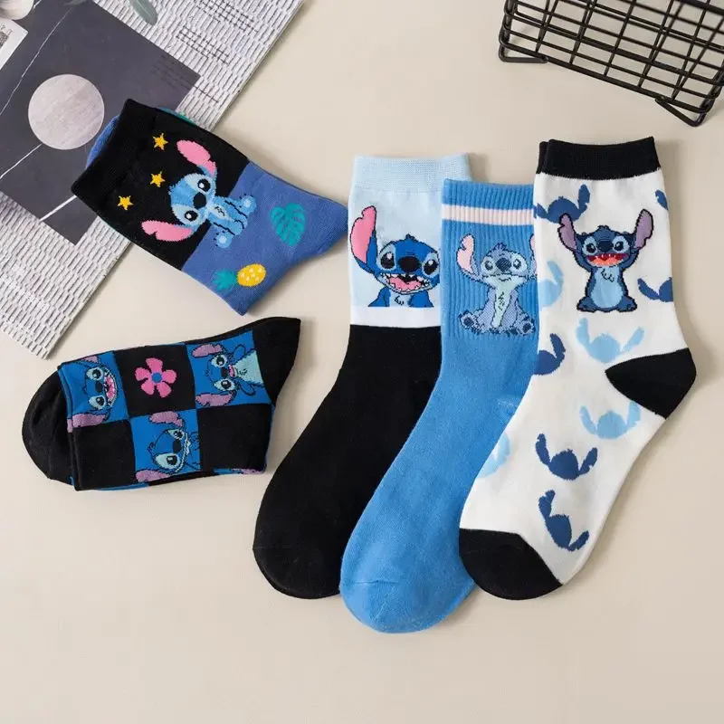 Stitch Disney Anime Lilo & Stitch Cotton Midtube Stockings Socks Cartoon Stitch Dolls Stockings Boys Girls Warm Sleep Socks Gift