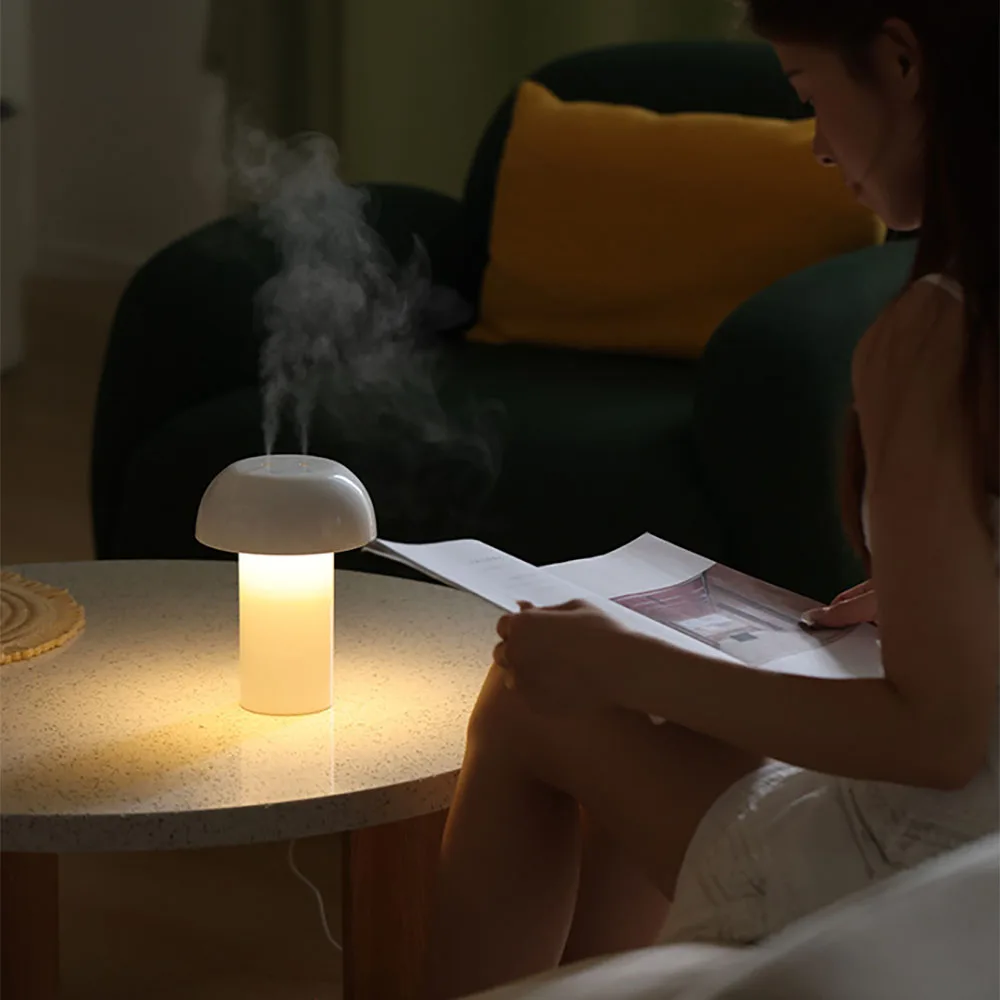 Mushroom Table Lamp Humidifier USB Charging Dimming Night Light Aromatherapy Machine Room Sprayer Atmosphere Light Bedside Lamp